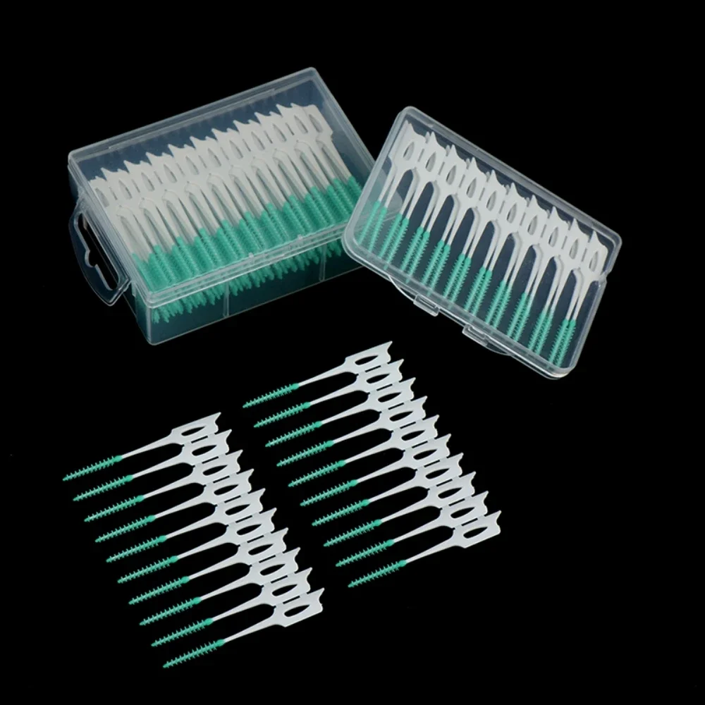 40/120/150/200 pièces brosse interdentaire en Silicone brosse nettoyage des dents entre les dents brosse à dents souple Hilo attelle dentaire cure-dents