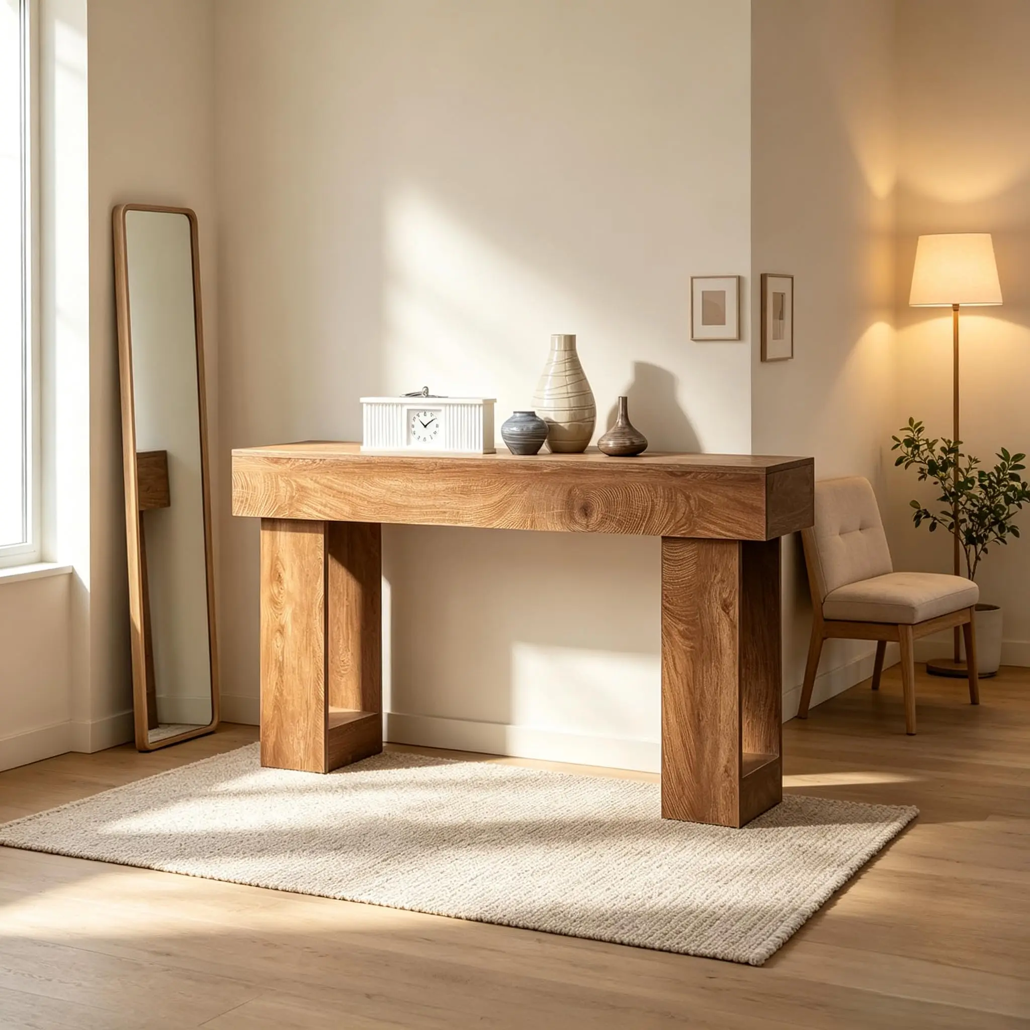 Table console vintage 160x30x81 cm, table de couloir rustique étroite aspect bois avec plateau épaissi, table d'appoint pour couloir, entrée et salon, style campagnard marron