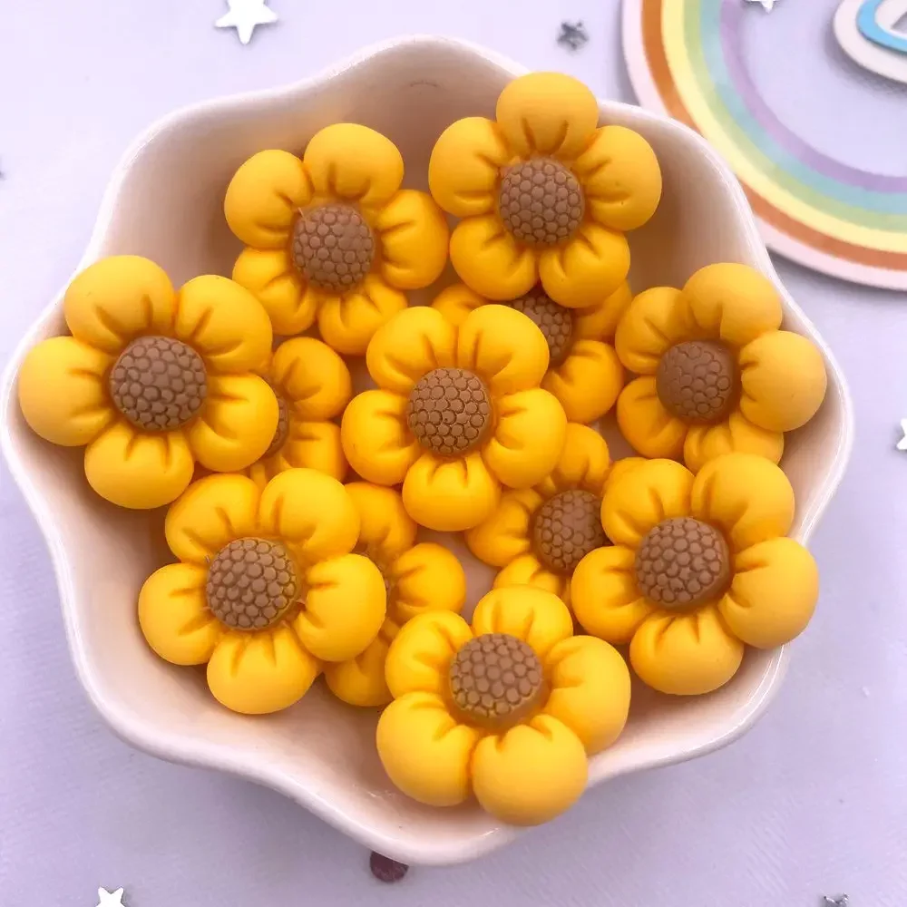 Figurine peinte en résine Kawaii, fleur colorée, pierre à dos plat, 10 pièces, scrapbooking, décoration pour bricolage, accessoires de maison, artisanat OM140, 20mm