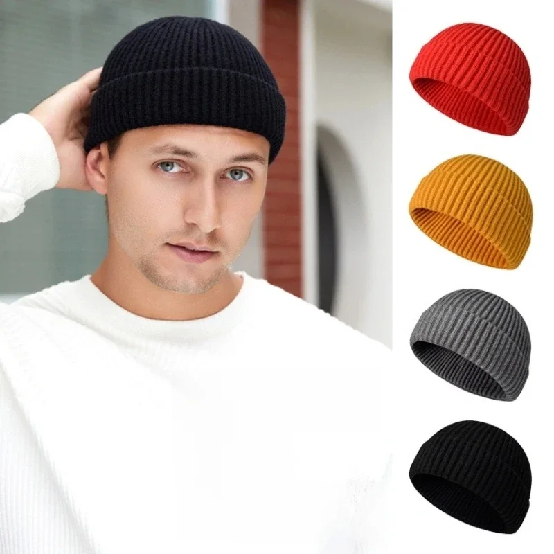 Chapeau tricoté pour hommes et femmes casquettes laine mode Simple chaud Skullies bonnets solide automne hiver bonnet Style à la mode