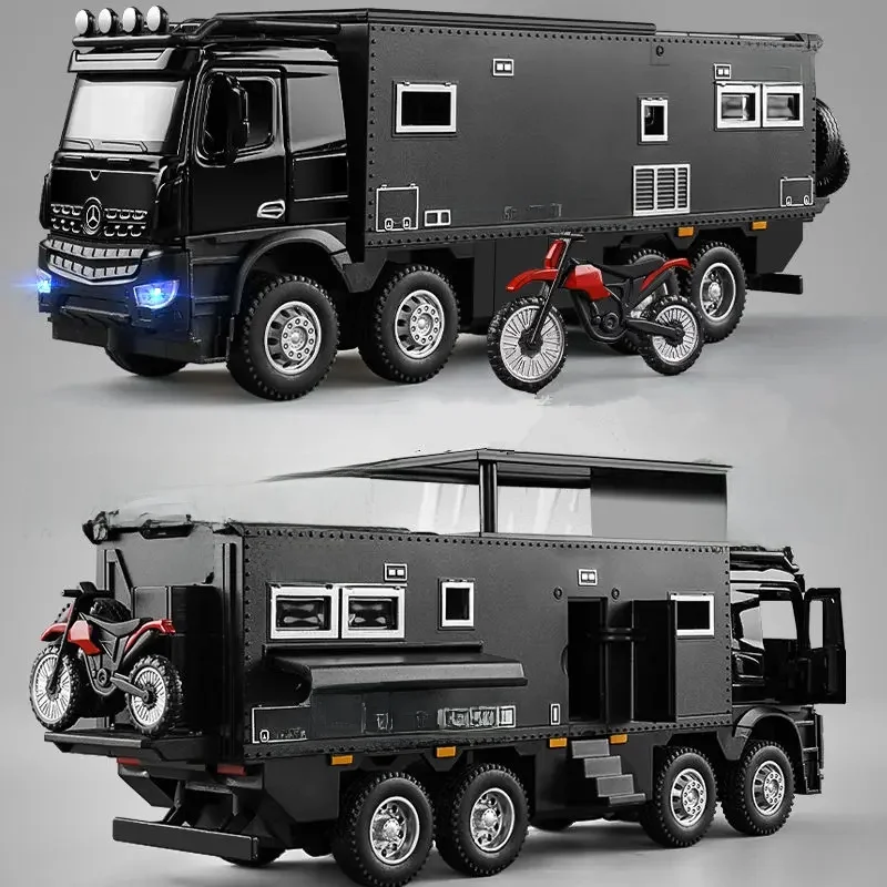 1/28 NOMADISMs Arocs Unimog Alloy Motorhome Touring Car Model Diecast Metal Off-road Vehicles RV Model Sound Light Kids Toy Gift — 2