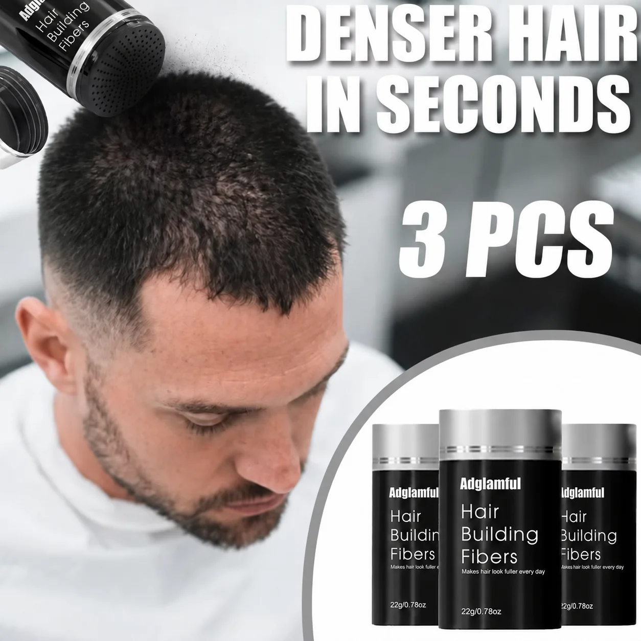 3 Bottles 22g Hair Building Fibers Multi Tone Volume Powder Conceal Hair Gaps & Receding Hairline For Thinning Sparse Hair