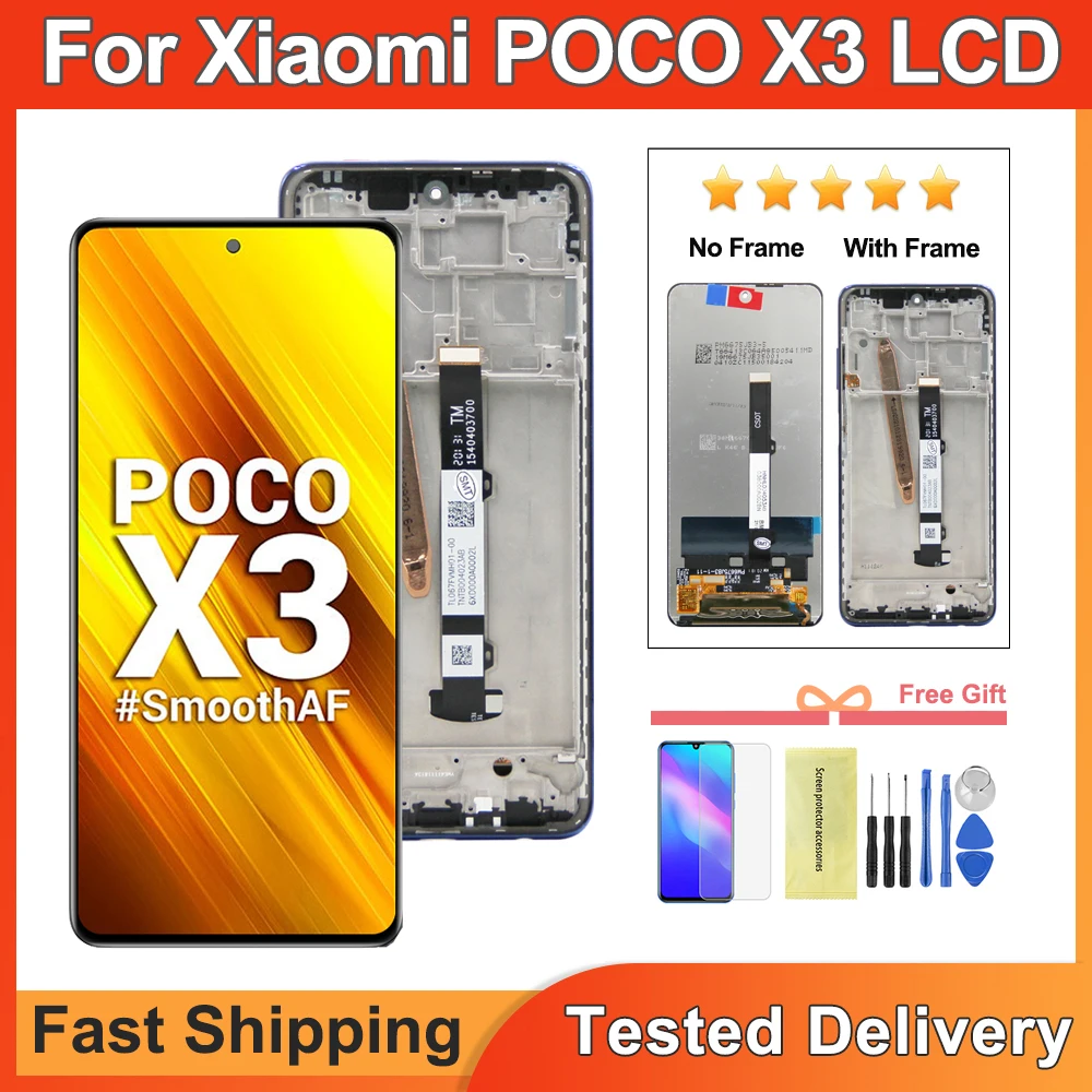 6.67'' AMOLED For Xiaomi POCO X3 Display LCD Touch Screen Digitizer For POCO X3 Pro NFC LCD Replacement Parts M2007J20CG Display