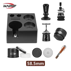 IKAPE Espresso Products Black Set, Coffee Tool Set with ABS Smile Know Box, Coffee Utensils Gift Set for Baristas