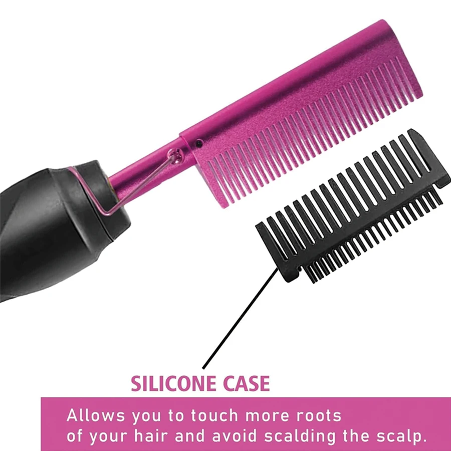 GOIPLE 2 in 1 Electric Heat Comb Hot Hair Straightener Curling Iron for Wigs and Hair Styling Tools beginner Hair Extension Kit