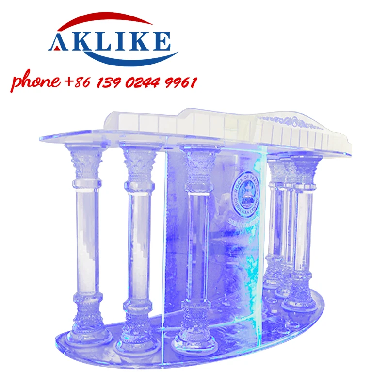 Lectern With Lights Modern Podium Acrylic Church Platform Pulpit Wedding Table Other School Furniture Rostrum Dais Desk