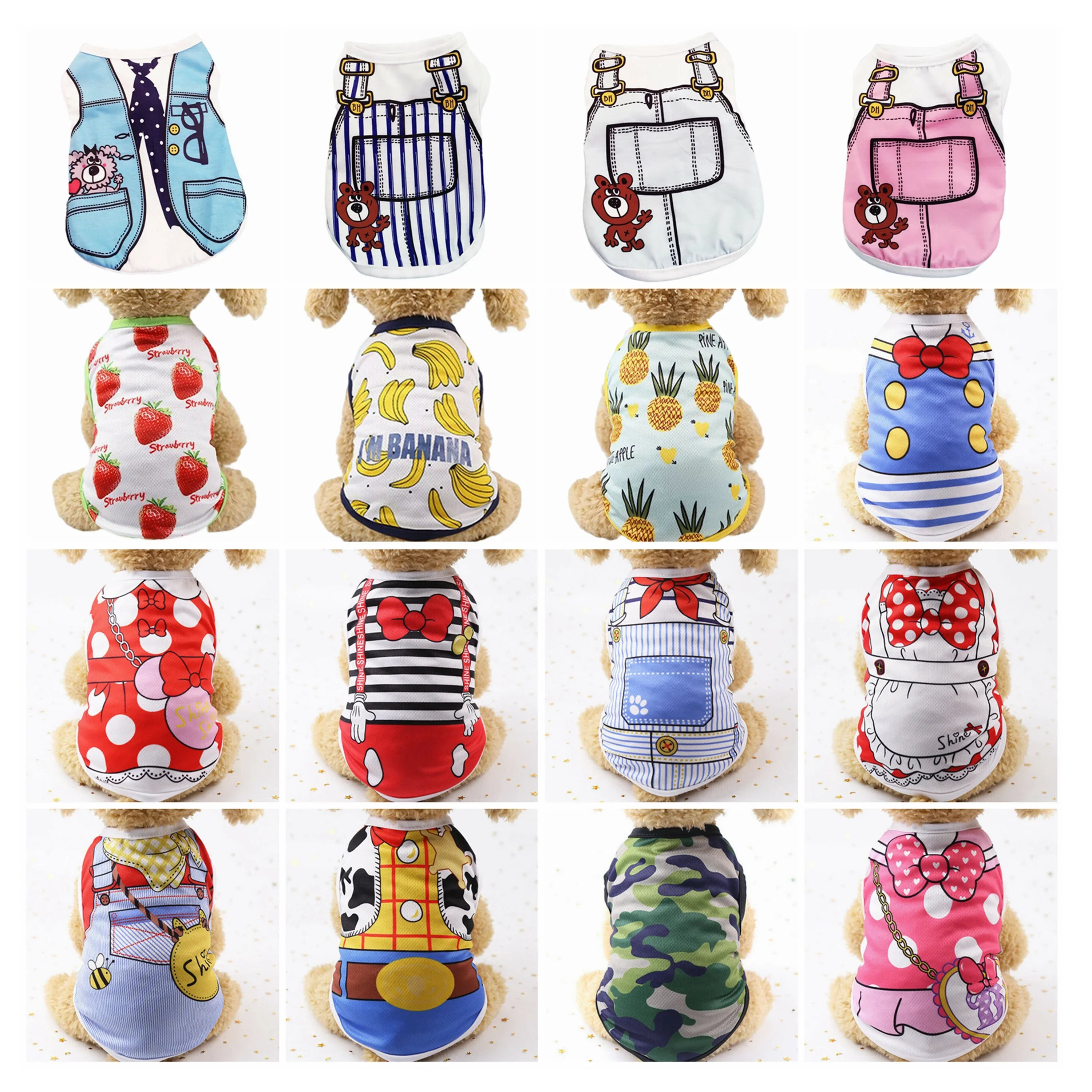 Chien chat chiot chaton animal de compagnie dessin animé printemps été automne coton vêtements vêtements gilets manteaux vestes chemise robes Costume