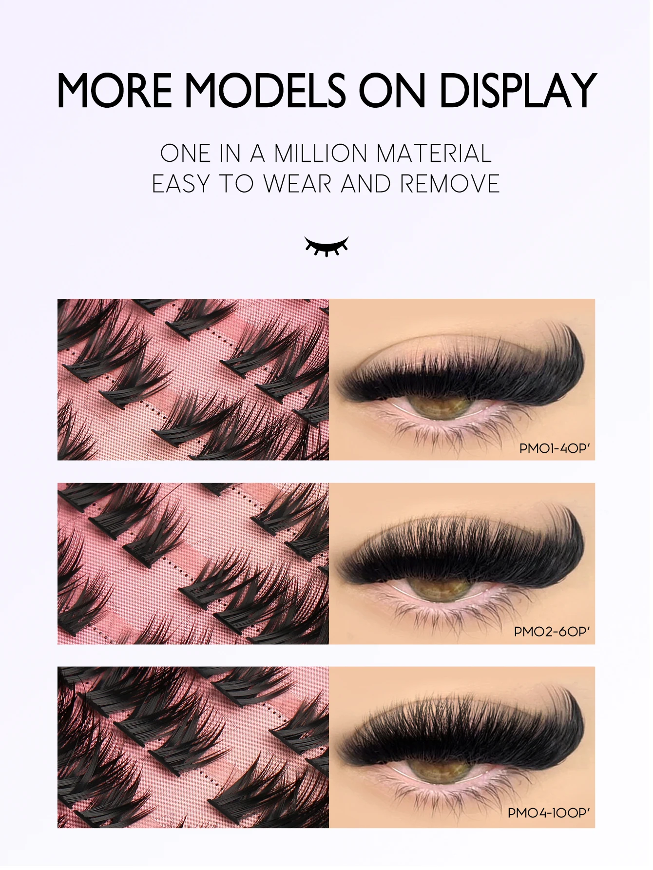 GROINNEYA Clusters Lash kit Cat Eye Lashes Extension Kit DIY Mixed Length with Lash Bond and Seal And Tweezers Makeup Set