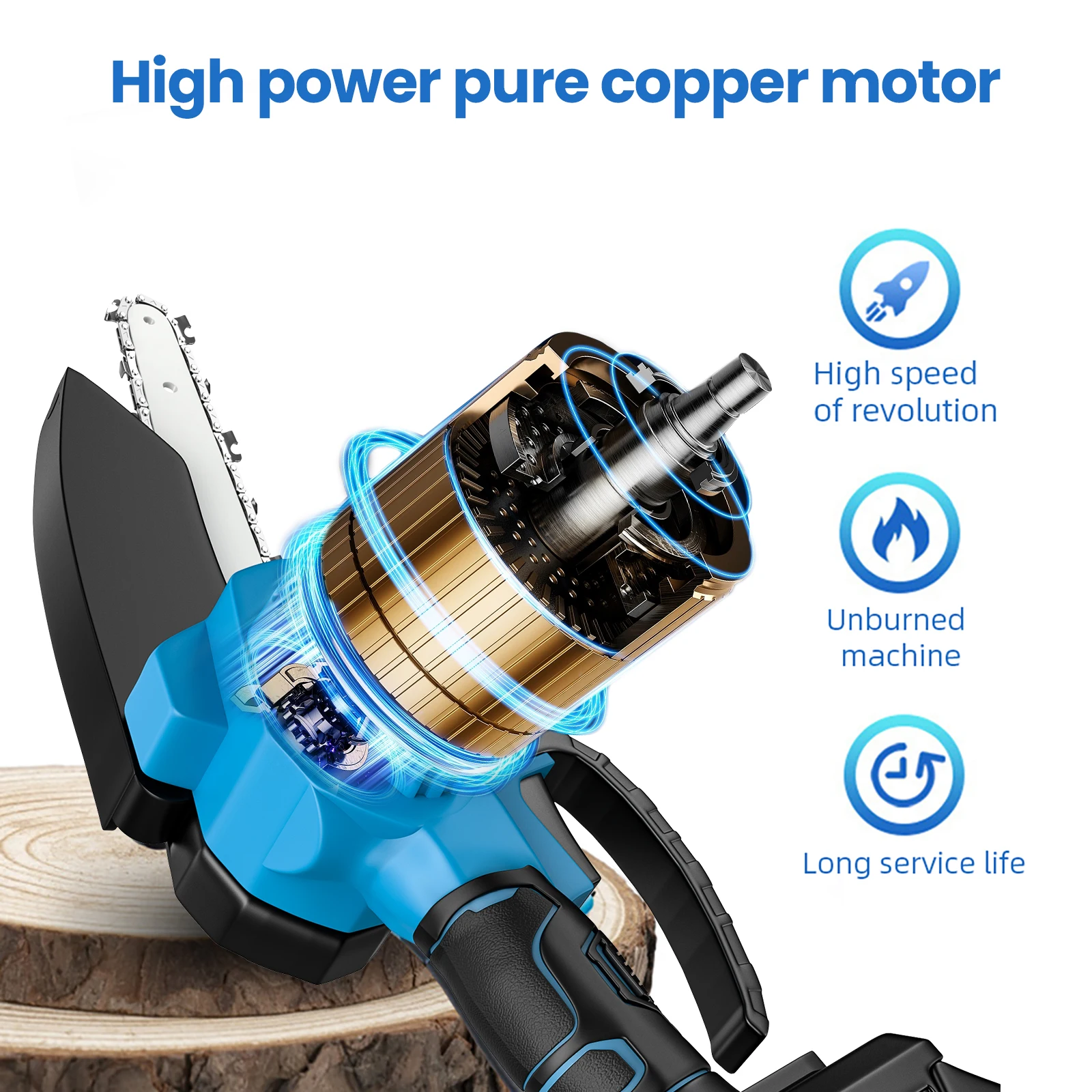 3000W 6 Zoll Elektrische Kettensäge Handheld Tragbare Mini Kettensäge Baum Holz Cutter Beschneiden Garten Power Tool Für makita 18V Batterie – Detail 7