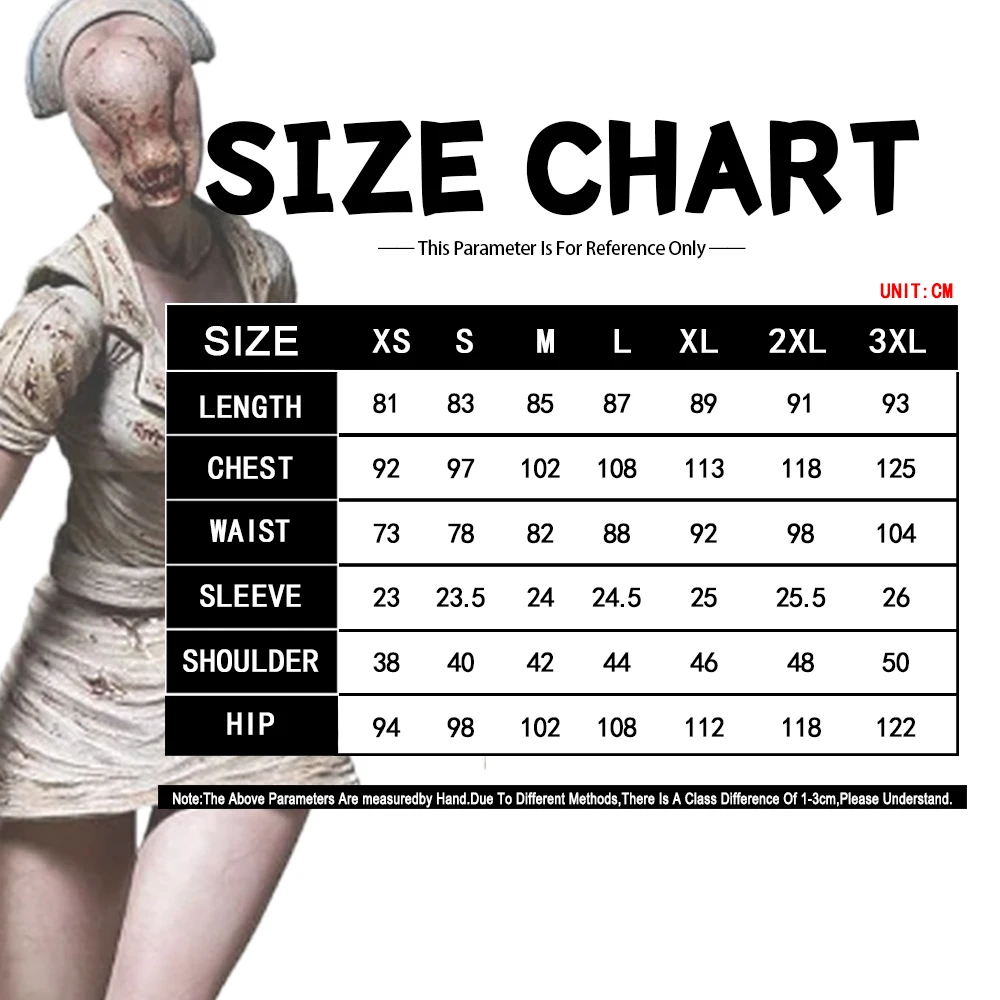 Silent Hill Nurse Cosplay Costume Bloodstained Nurse Uniform  With Hat And Belt Scary Halloween Costume For Women