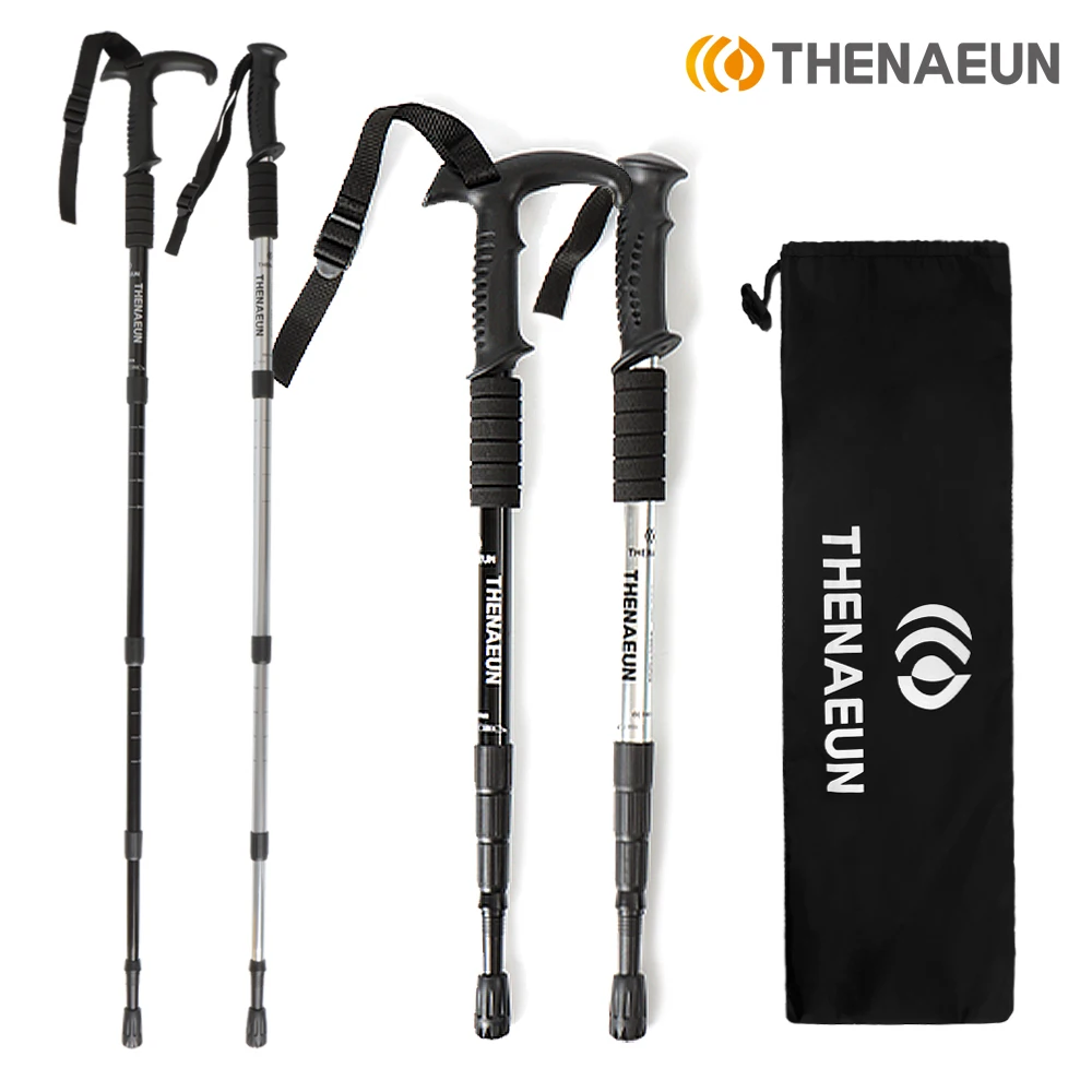 Better ultra lightweight duralumin 4-stage mountain climbing stick T-shaped straight/2P 1 set pmore