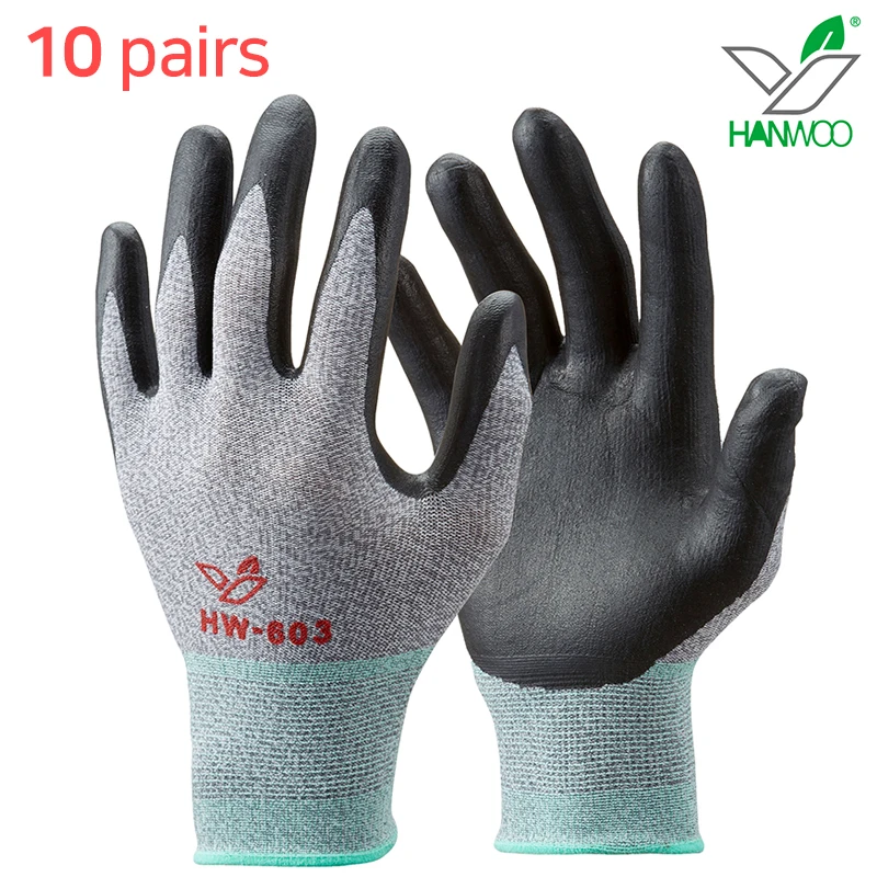 10 Pairs One Gloves Nitrile Foam Coated Smart Touch Work Safety Gloves Hw-603 Stretchy Comfortable Grip Courier Gloves