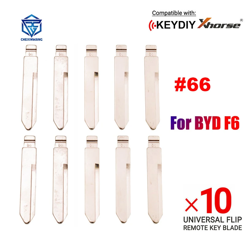 10PCS/LOT #66 KD Key Blade For Xhorse Replacement Duplicate Flip Blank for BYD F6 Replacement Key Blank NO.66