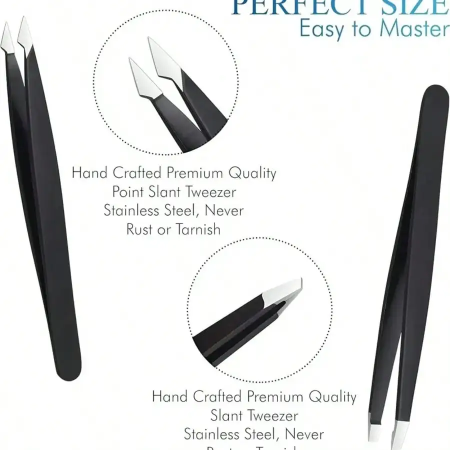 Ensemble de pincettes de précision 4 pièces – Miniature, pointe fine et pointe inclinée pour sourcils, éclatuses et artisanat – Petit, délicat