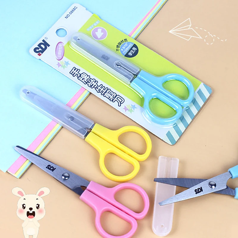 SDI Student Scissors Safety Saving Round head with cover Art scissors Hand DIY tools School supplies Small scissors 0924C 0868C