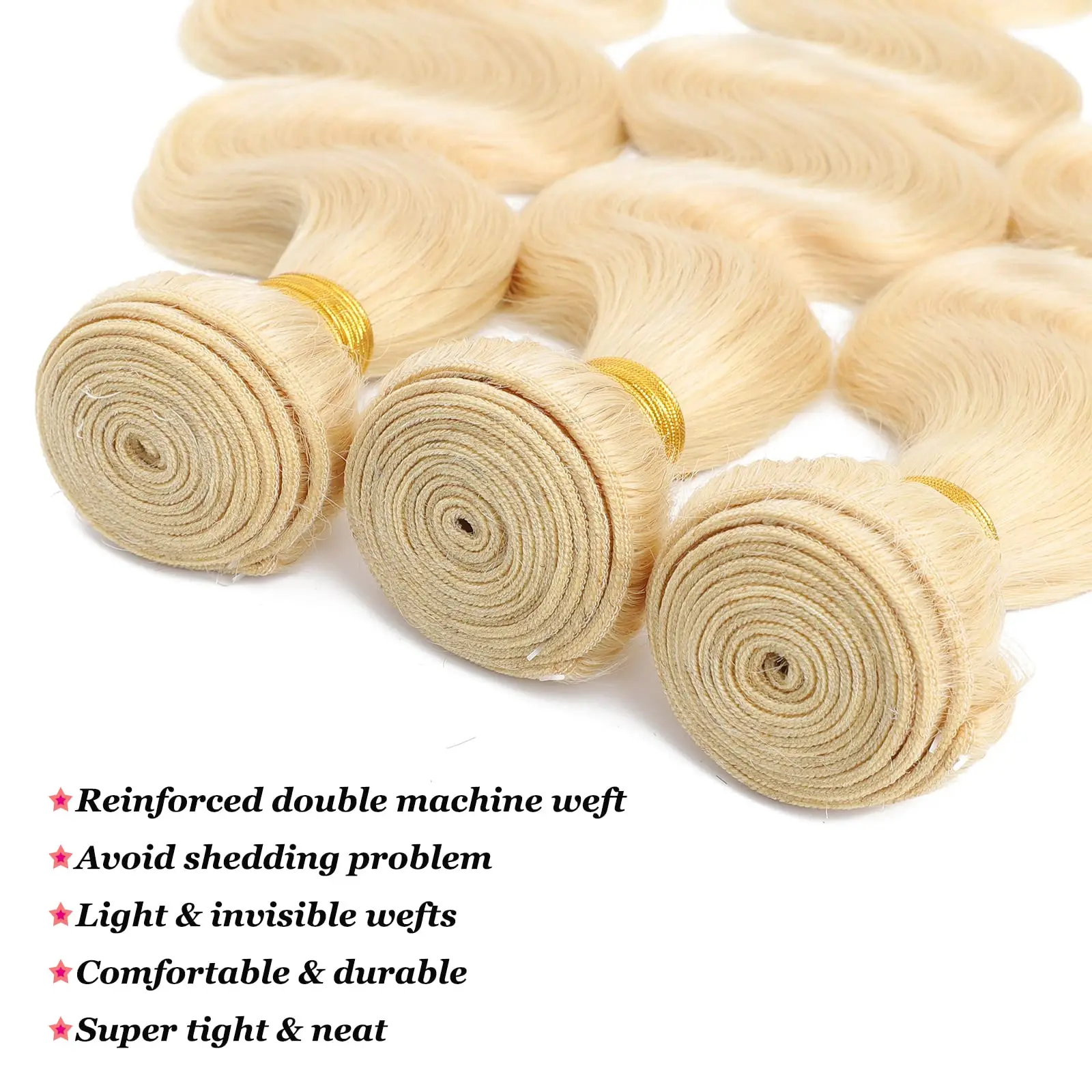 613 블론드 1 3 묶음 인모 613 바디 웨이브 묶음 미가공 12A 등급 브라질리언 버진 헤어 묶음 헤어 익스텐션