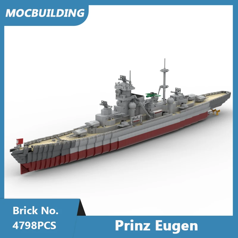 

Строительные блоки MOC Prinz Eugen Heavy Cruiser, модель DIY собранных кирпичей, транспортная лодка, креативный дисплей, игрушки, подарки, 4798 шт.