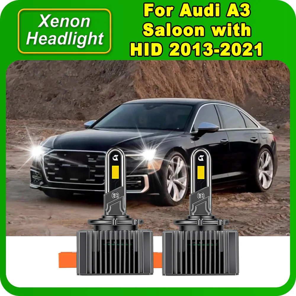 

2PCS D3S LED Xenon Headlight With Fan 1:1 Design 6000K White For Audi A3 Saloon with HID 2013-2020 2021 Turbo HID Xenon Light