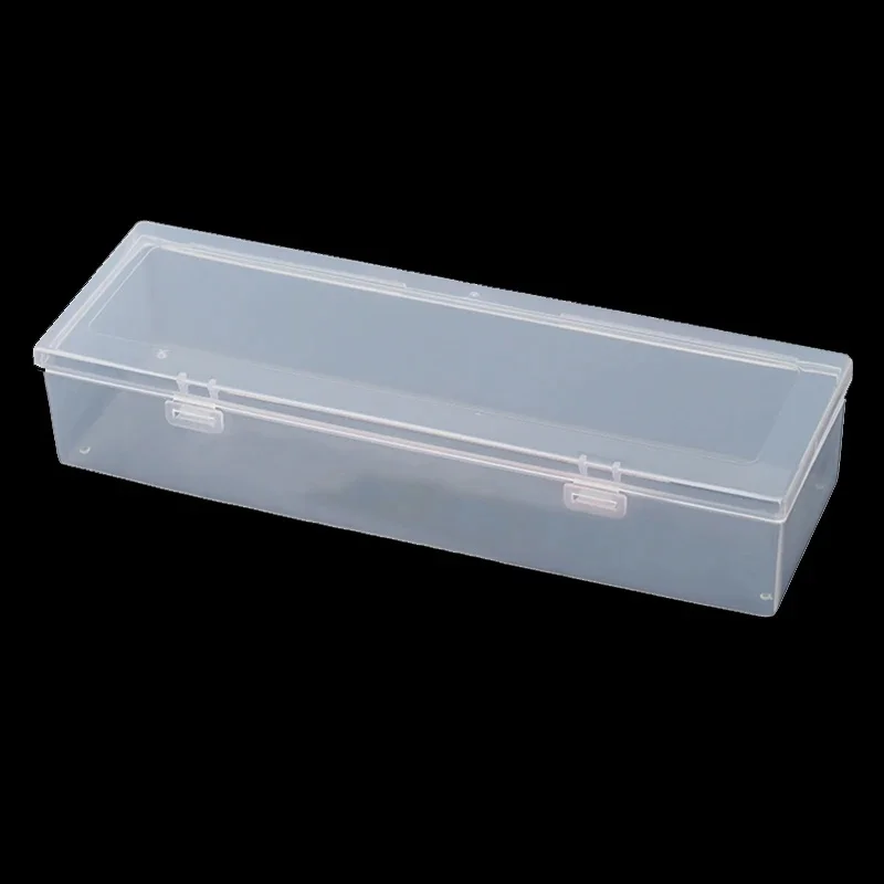 Przezroczyste plastikowe długie kwadratowe pudełko do przechowywania kolekcji opakowanie produktu pudełko kosmetyczka Mini Case, caja Out rozmiar 25,3*8*5cm — zdjęcie 2
