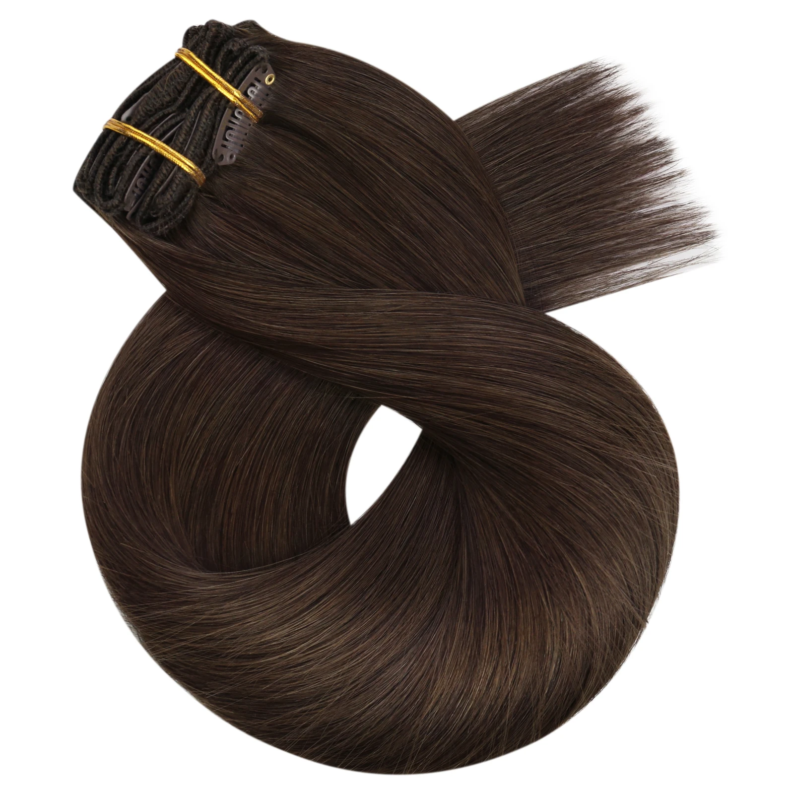 Moresoo Clip in Human Hair Extensions Natuurlijke Machine Remy Zijdeachtige Rechte Dubbele Inslag Balayage Ombre Haar Clips Extensions