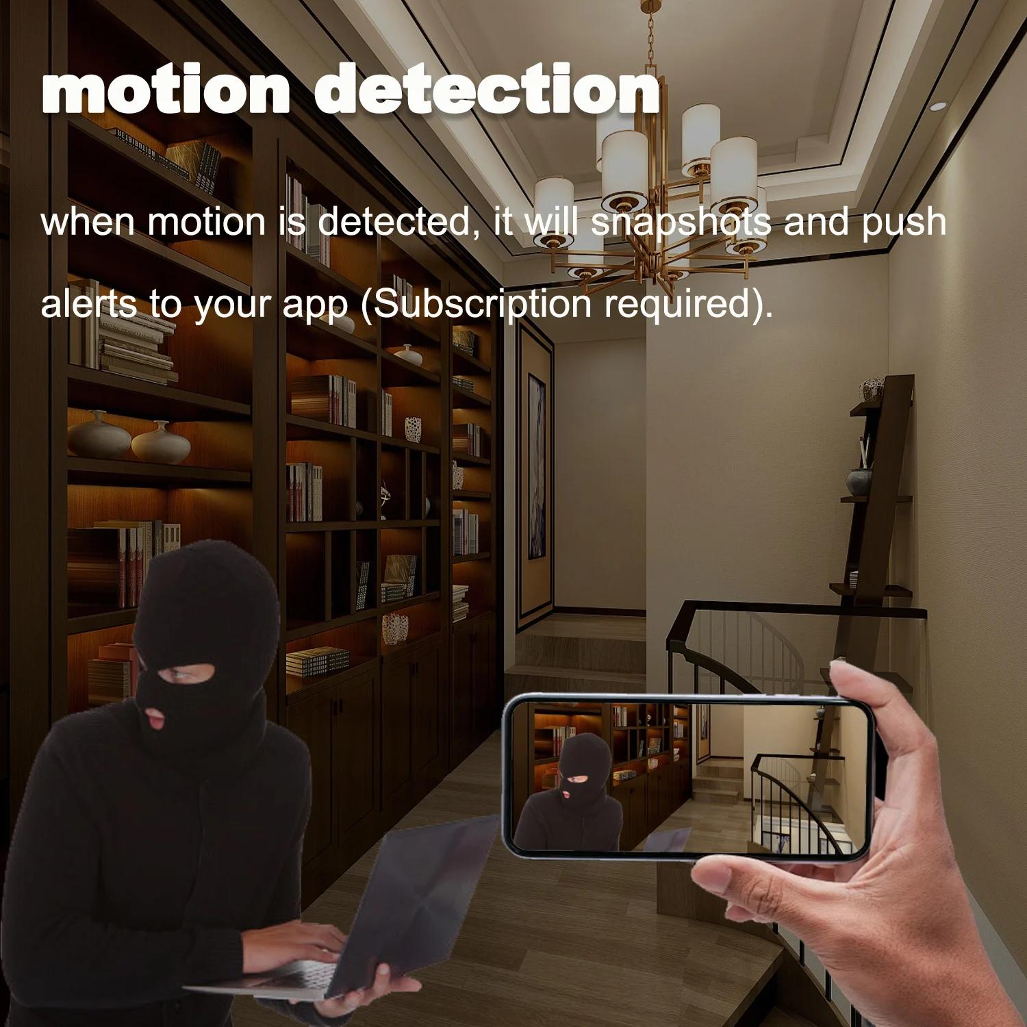 كاميرا ساعة ذكية بدقة 4K فائقة الدقة مع بطاقة SD سعة 16 جيجابايت WiFi-6 كاميرات لاسلكية مع رؤية ليلية 110 °   مسجل كشف الحركة الزاوية