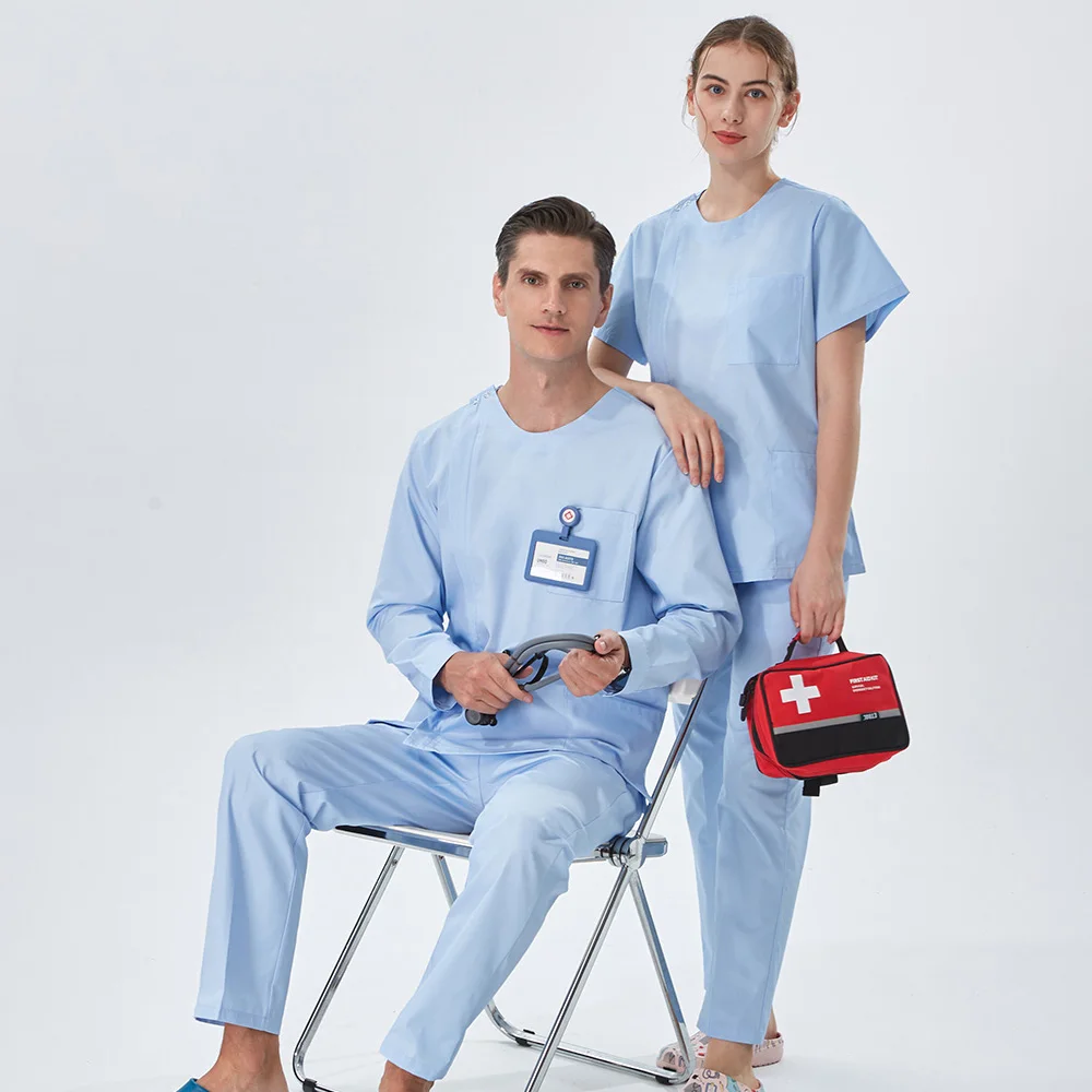 

Zipper Sanitary Medical Uniform Nurse Scrub Sets for Women and Men Basic Pro Heather Clinical Aesthetic Doctor Workwear 205