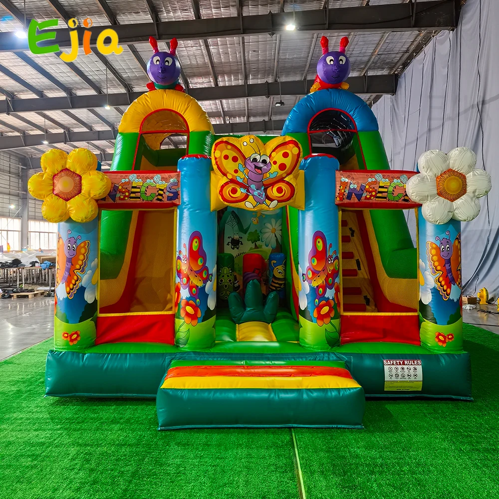 23ft Commerical Bee Theme Inflatable Bouncy Castles With Double Slide Combo Jumping Bounce Houses For Outdoor  Party Birthday