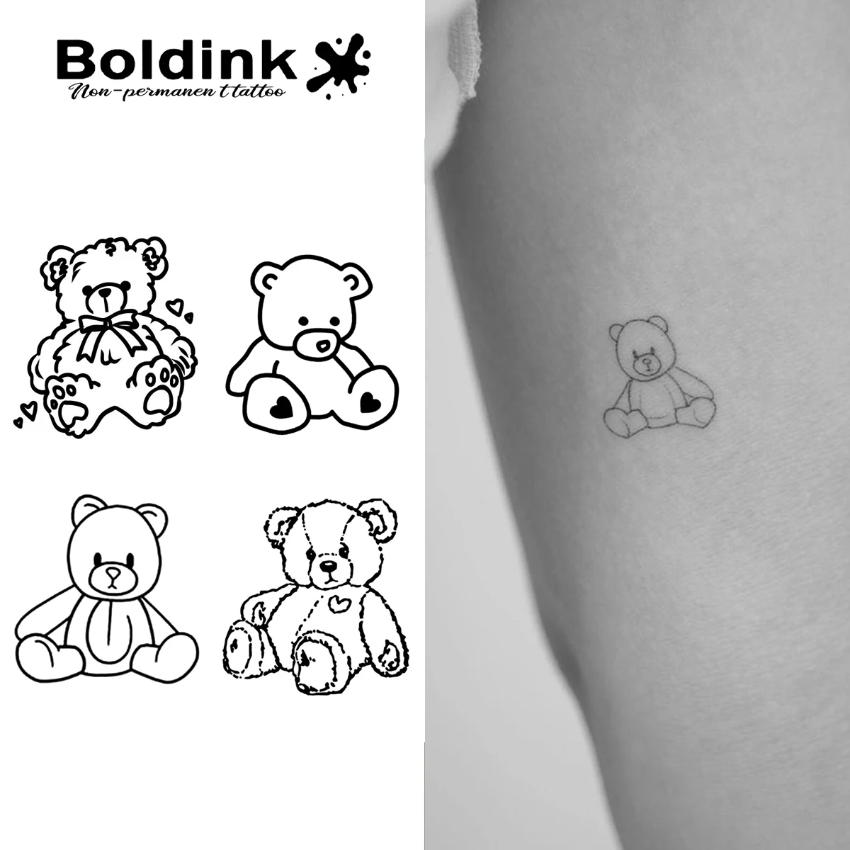 

Bear Doll Temporary Tattoo,Lasts To 15 Days New Technology Magic Waterproof Semi Permanent Sticker.