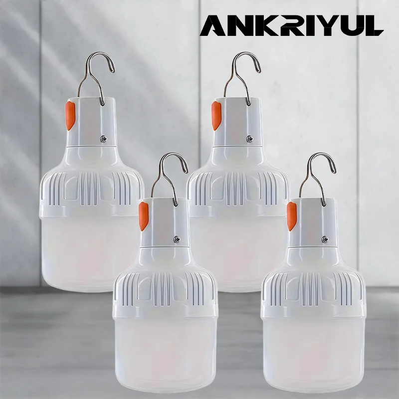 4 pack portable LED bulbs, rechargeable LED bulbs, outdoor camping lights, USB charging, for outdoor, camping,  travel, fishing