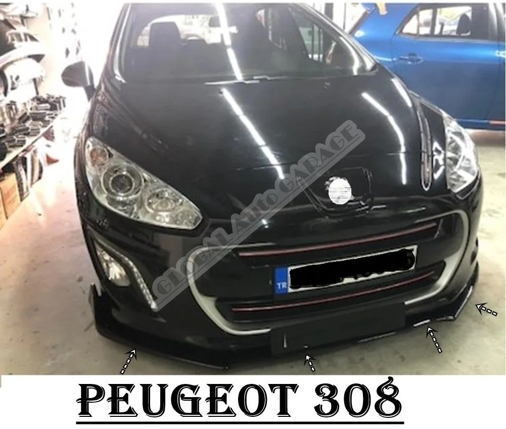 

For Peugeot 308 Front Bumper Attachment Lip 2007-2020 Piano Glossy Black Splitter Diffuser Universal Spoiler Bumper Mud Flaps