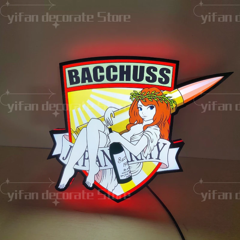 BACCHUS Logo LED Nightlight Gift 3D Print Desktop Lightbox Custom Wall Decor for Cinema Kids Illuminated Gaming Decoration