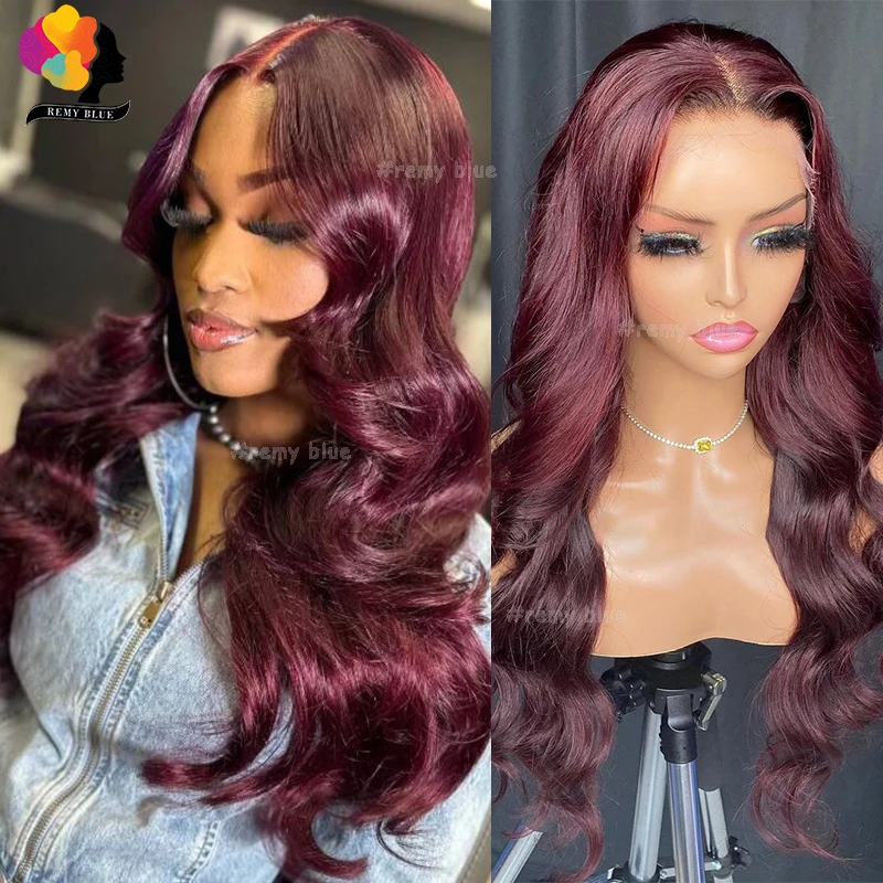 

Colored 99J Red Burgundy Body Wave 13x6 Lace Frontal Human Hair Wigs for Black Women 13x4 Lace Front Human Hair Wig Pre-Plucked