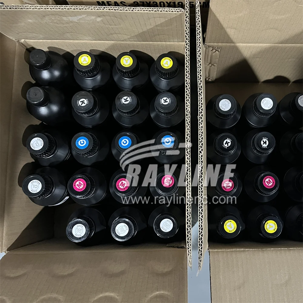 Tinta UV CMYKW para impresora UV Epson DX7/DX10/i1600/TX800, impresora de pared, impresora plana para metal, madera, vidrio, azulejos de cerámica