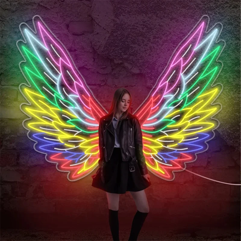 

Wings Neon Sign Custom Angel Custom Neon Bar Sign Neon Art Decor Led Light For Home Bar Wall Party Decor Personalized Gift