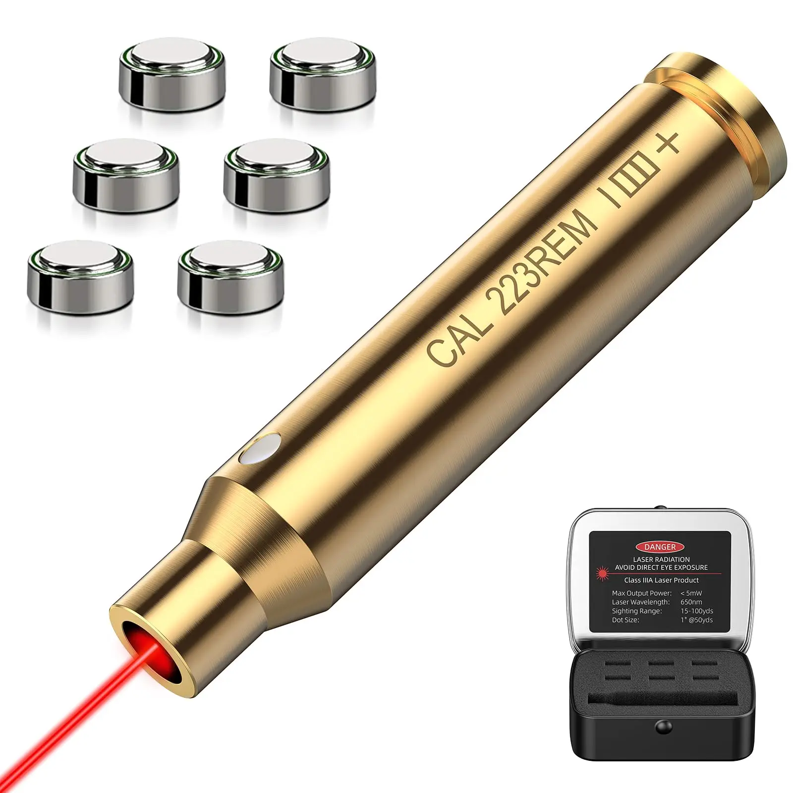 

EZshoot Bore Sight Laser 223 5.56mm Red Laser Boresighter with Portable Tin Case and Extra Batteries