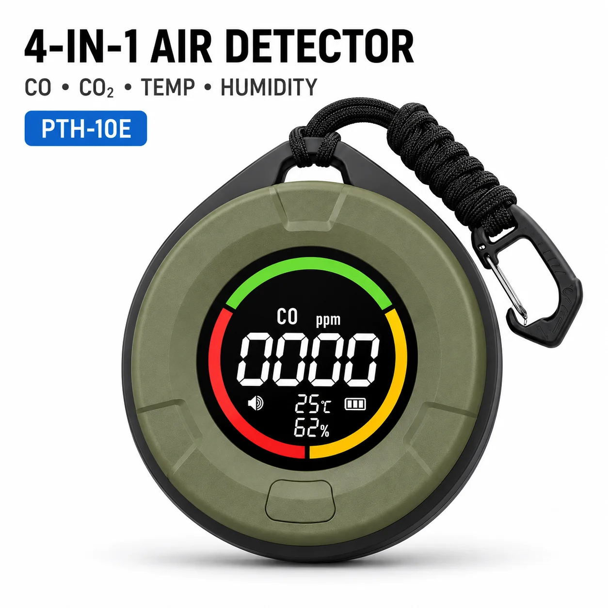 Image of FABISENSE Tragbarer 4-in-1 Kohlenmonoxid-Detektor CO-Alarm CO2-Sensor Kohlendioxid-Detektor Alarm Temperatur/Luftfeuchtigkeit für Zuhause und Wohnmobil