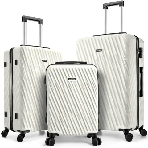 3 Piece Luggage Sets ABS Hardshell Suitcase With Spinner Wheels TSA Lock Travel Carry on Luggages For Women Men 20/24/28 Inch