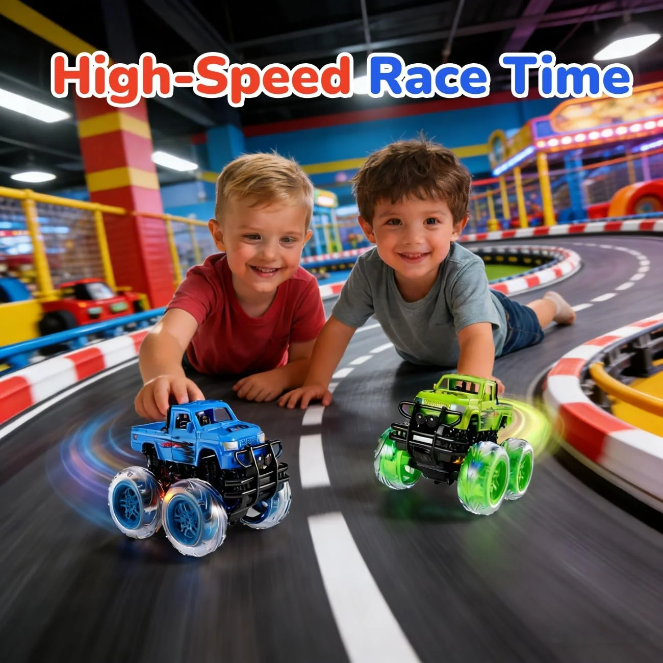 

Monster Truck Toys for Toddler Boys Gift:2 Pack Trucks for Boys Age 2-4, Light-Up Wheels Monster Trucks for Kids Ages 4-8