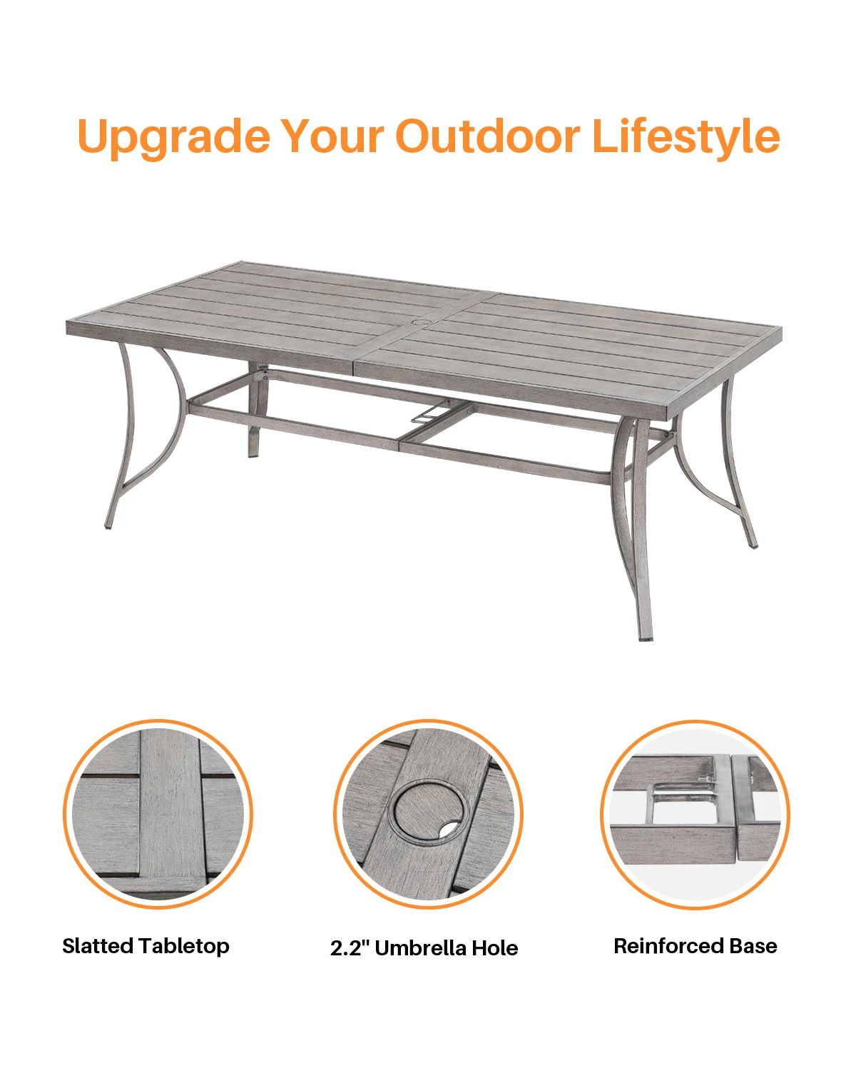 طقم طعام فناء مكون من 9 قطع من SeeHill، طاولة ألومنيوم مع 8 كراسي ووسائد، فتحة مظلة، سطح السفينة، الحديقة، الفناء الخلفي، بلوط محدود