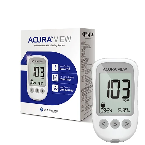 Acura View Blood glucose meter-10 pieces of test sheet, blood filling machine, 10 pieces of blood filling, storage bag