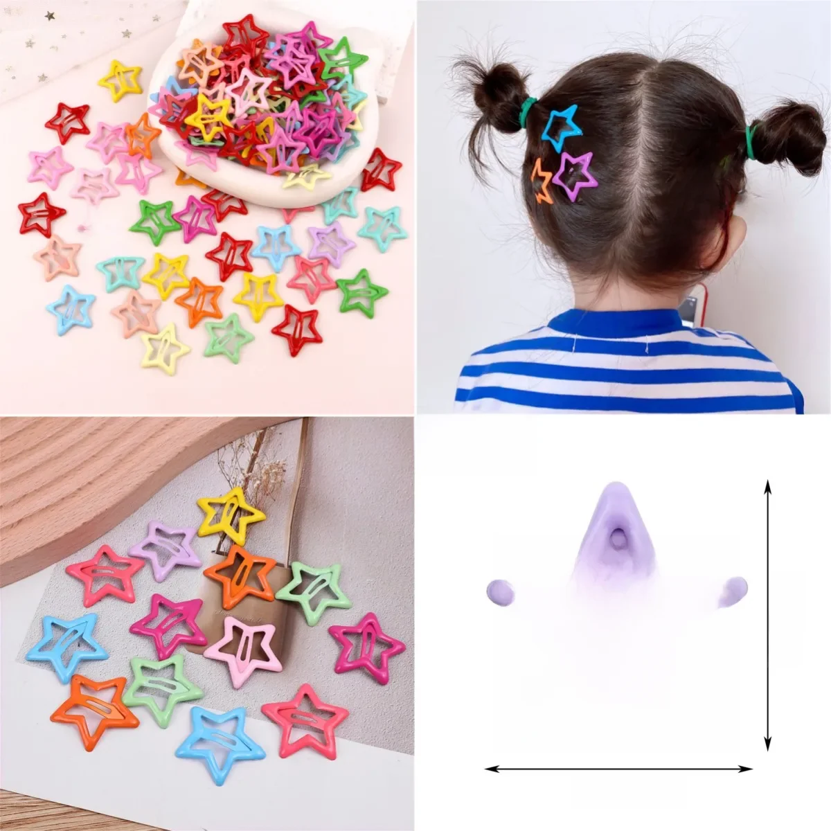 30 sztuk losowe kolorowe gwiazdki BB spinki do włosów dziewczyny śliczne gwiazdki Barrettes kobiety prosty metalowy zatrzask nakrycie głowy biżuteria do włosów Accessori — zdjęcie 2