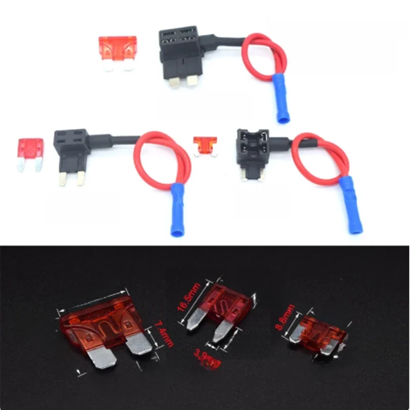 5 sztuk/2 szt. 12V MINI mały średniej wielkości uchwyt bezpiecznika samochodowego dodatkowy obwód adapter do kranu Micro Mini standardowy bezpiecznik płaski ATM — zdjęcie 2