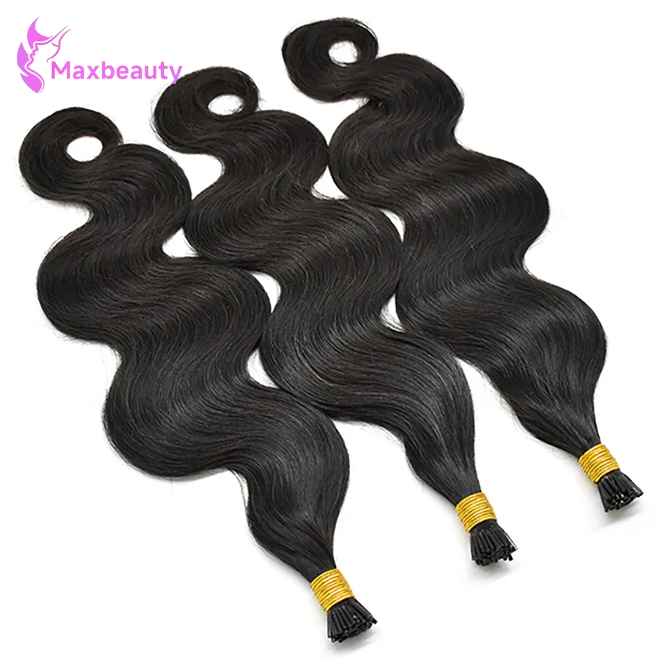 I Tip Hair Extensions Body Wave Real Human Hair I Tip Extension Natural Black Body Wave I Tips Keratin Human Hair Extensions
