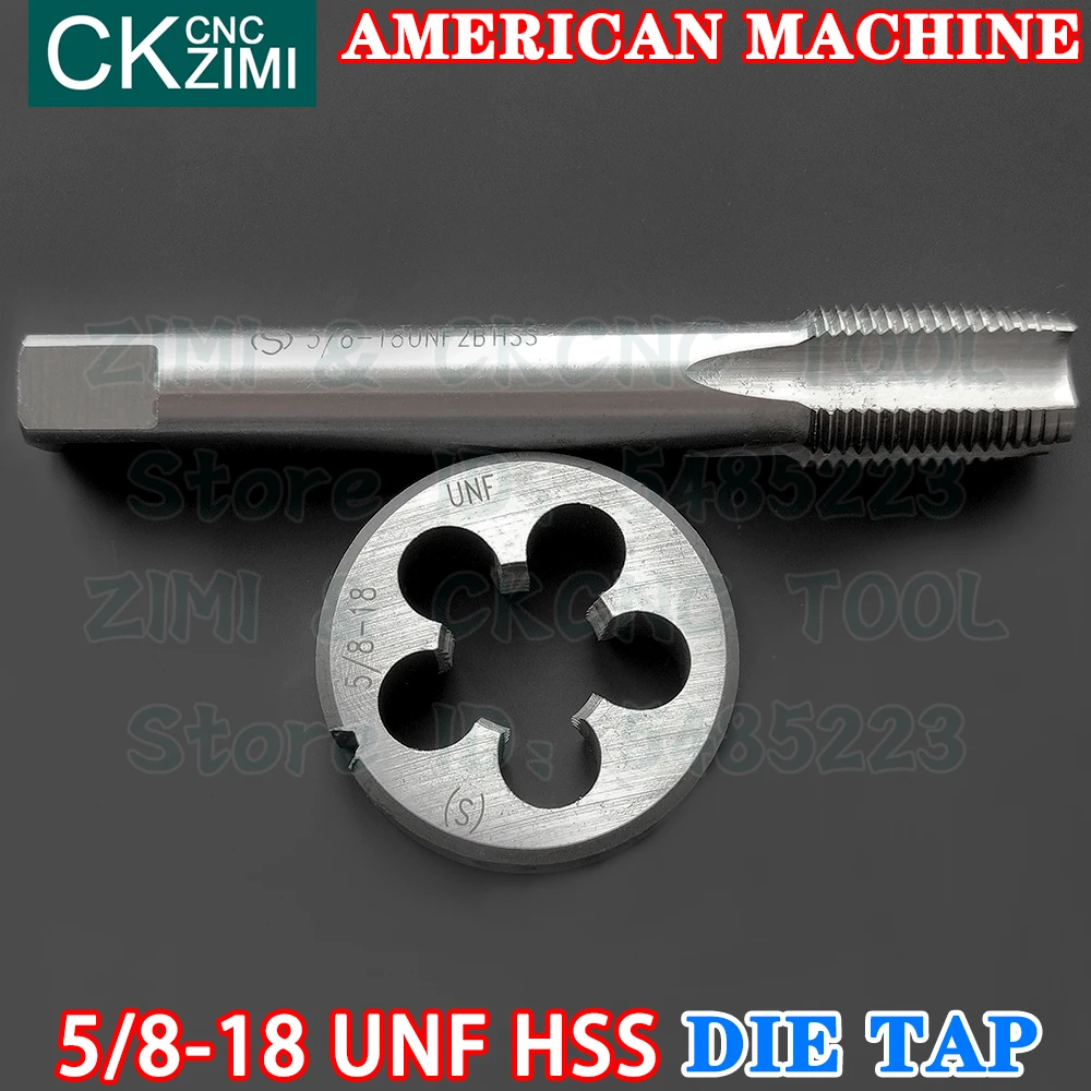 5/8-18UNF 5/8-18 UNF Hss Rechte Handvat Amerikaanse Standaard Machine Die Tap Hoge Snelheid Staaldraad Tikken boor Ronde Sterven Metalen