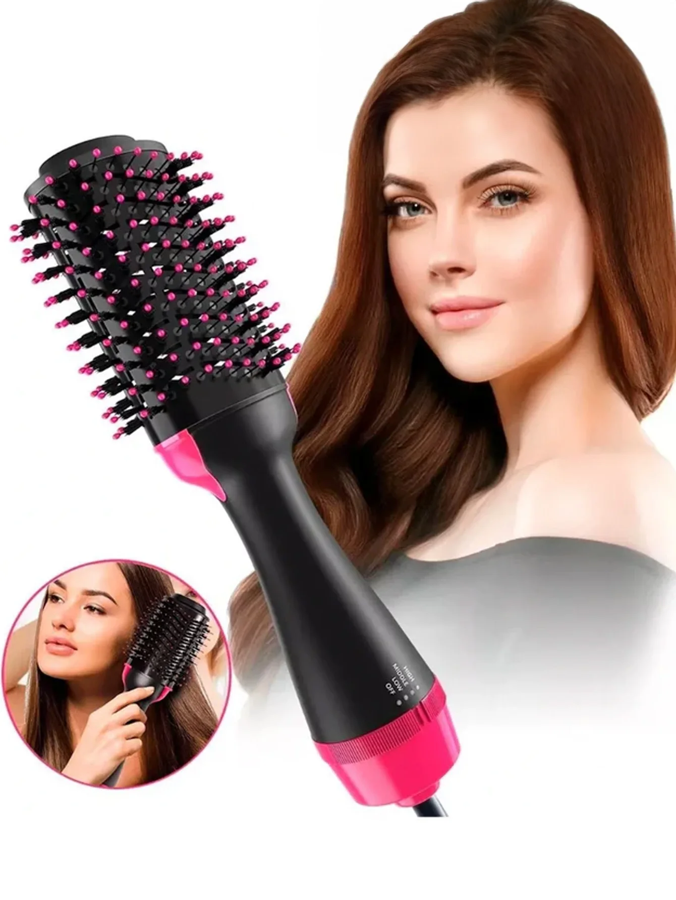 Hair dryer hair straightener 3 IN 1 multifunctional brush with heat regulator ion dryer