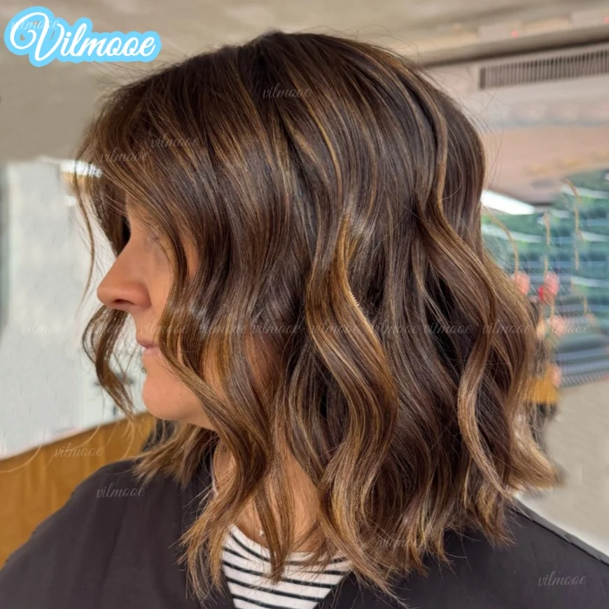 

Body Wavy 5x5 Silk Top Human Hair Brown Blonde Highlight 13x4 Lace Front Wigs Pre-plucked Brazilian Short BOB 360 Full Lace Wigs