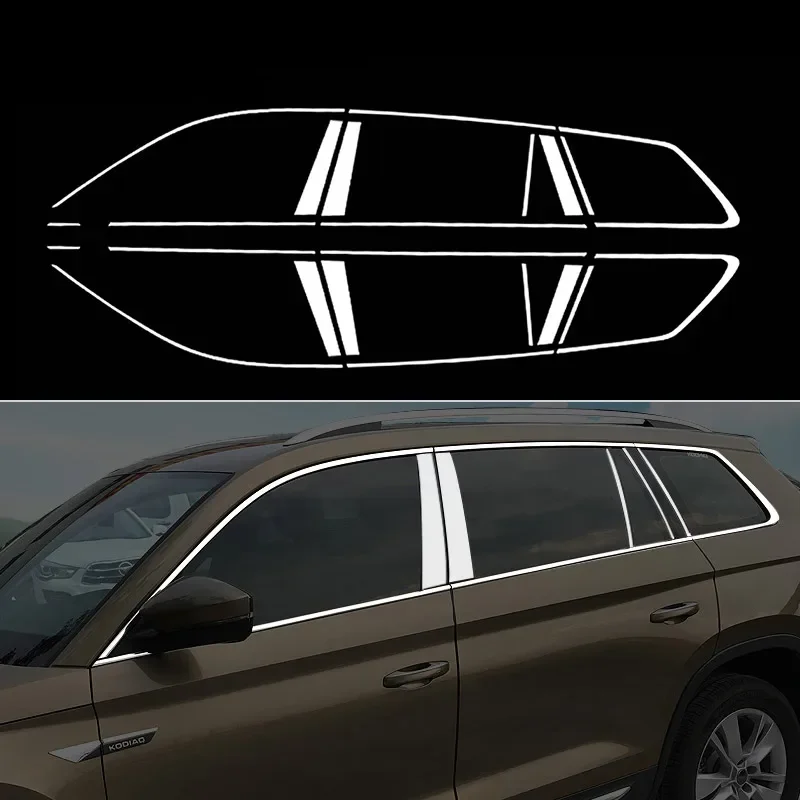 Vtear dla Skoda Kodiaq akcesoria chromowana osłona okna ze stali nierdzewnej chromowane części do stylizacji samochodu 2019 2020 2021 — zdjęcie 2