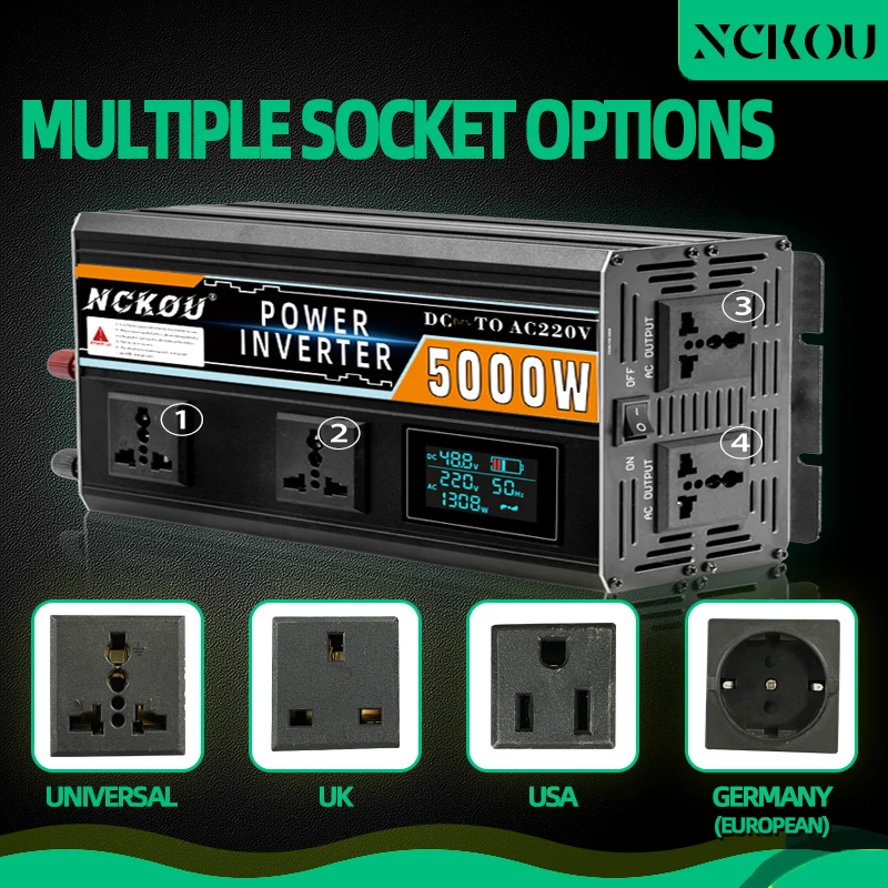 Power Inverter Dc 12v/24v/48v/60v To Ac 110v/220v/230v Modified Sine Wave 4200w 5000w Power Conversor  Inversor Corriente Invers