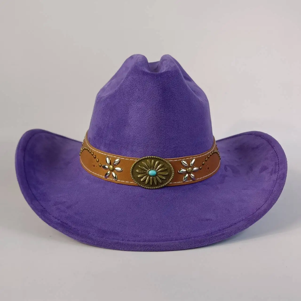 Western Premium Wildleder-Cowboyhut Stilvoller Fedora-Hut aus Wildleder für Damen und Herren Perfekt für festliche Outdoor-Aktivitäten – Detail 26