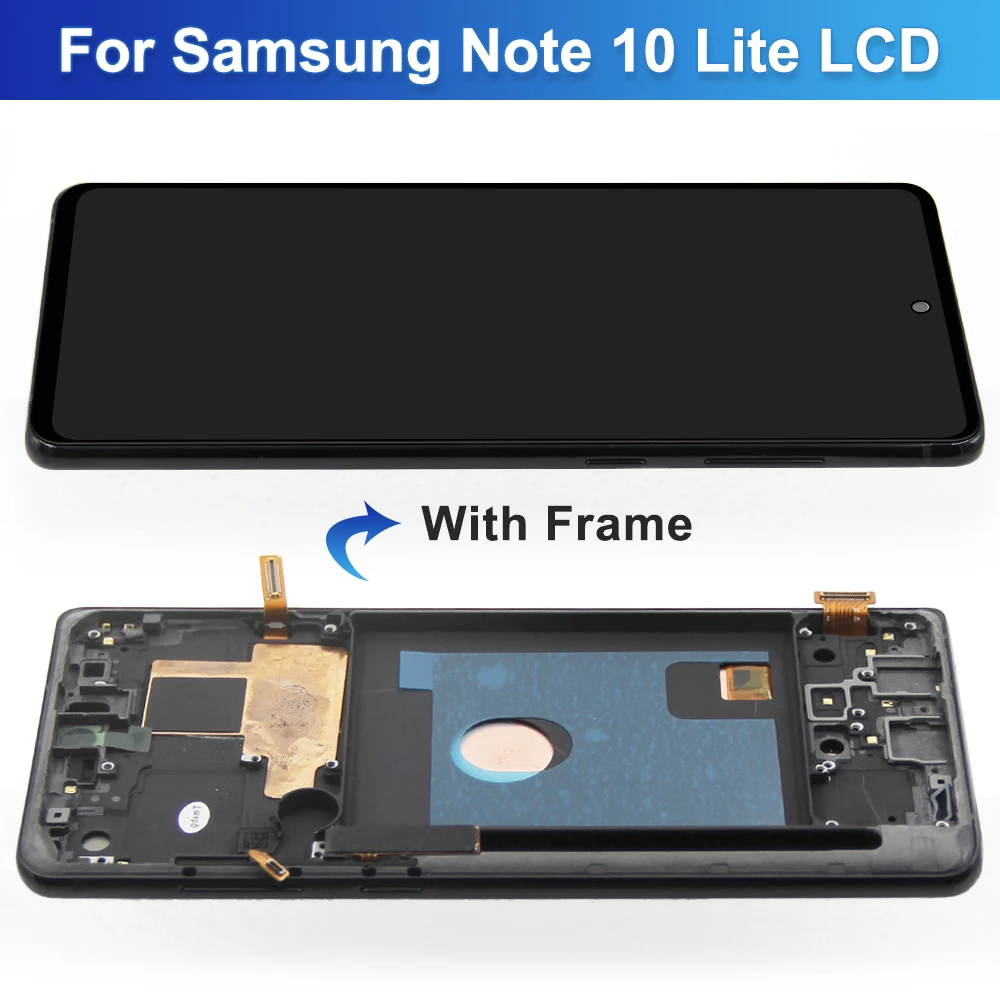 AMOLED With Frame For Samsung Note 10 Lite LCD SM-N770F,N770F/DS Display Touch Screen Digitizer Assembly Replace